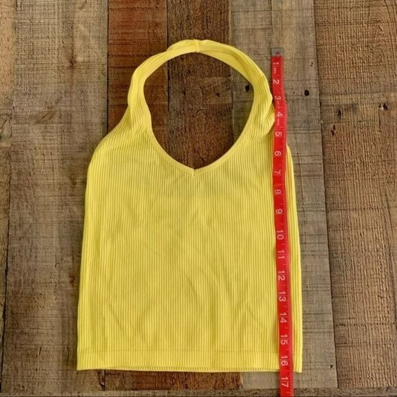 Suzette womens one size neon yellow ribbed knit halter top - Picture 3 of 5